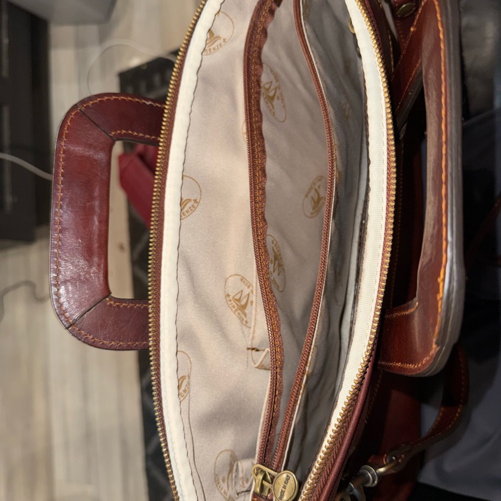 Rich Cognac MEDICI FIRENZE Italian Leather Briefcase Laptop Executive AttacheBag - Picture 12 of 15
